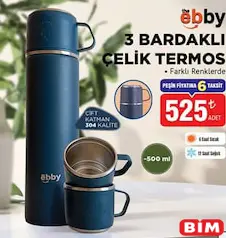 EBBY 3 BARDAKLI ÇELİK TERMOS 500 ML EBBY 3 BARDAKLI ÇELİK TERMOS 500 ML